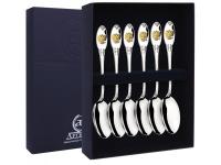 Серебряный набор «Единство» 6 чайных ложек с позолотой