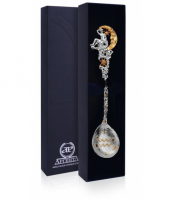 Ложка серебряная «Зодиак Водолей» с позолотой Ложка серебряная «Зодиак Водолей» с позолотой