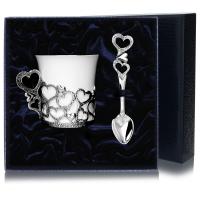Кофейная чашка «Сердечко» с чернением с ложкой