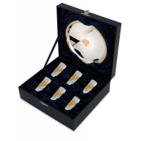 Серебряный набор «Герб» позолота 6 стопок и поднос