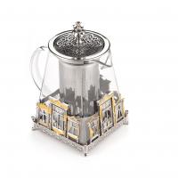 Чайник «Родные окна» из серебра с позолотой