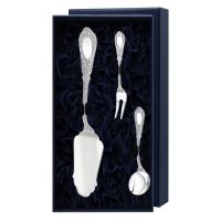 Набор чайный «Фамильный»: вилка для лимона, лопатка для пирожного, совок для сахара серебро 925