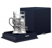 Подстаканник «Охотники на привале» из серебра