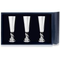 Серебряный набор рюмок «Золотая рыбка» - 3 предмета Серебряный набор рюмок «Золотая рыбка» - 3 предмета