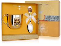 Набор из серебра «Мишка» кружка и ложка с эмалью