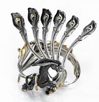 Набор из серебра «Конек-горбунок» подставка и 6 чайных ложек