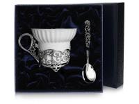 Чашка чайная «Кружевные узоры» с ложкой