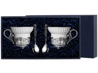 2 чашки чайные «Кружевные узоры» с ложками 2 чашки чайные «Кружевные узоры» с ложками