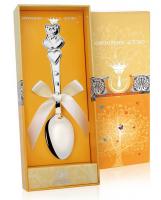 Чайная ложка из серебра «Мишка с сердечками»