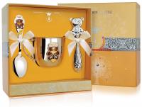 Набор из серебра «Мишка» кружка, ложка и погремушка