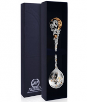 Ложка серебряная «Зодиак Рак» с позолотой