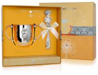 Серебряный набор «Девочка» поильник и погремушка