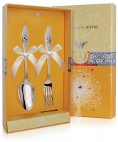 Серебряный набор десертный «Морозко» вилка и ложка