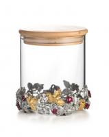 Баночка для чая «Земляника» из серебра с рубинами