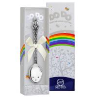 Серебряная детская тактильная ложка DoDo «Зайка» с чернением