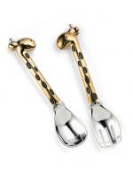 Набор серебряный детский «Жирафы» вилка с ложкой