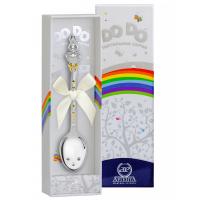 Серебряная детская тактильная ложка Do-Do «Зайка» с позолотой