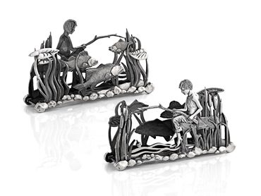 Серебряная салфетница «Рыбалка»