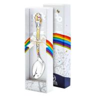 Детская серебряная ложка DODO «Единорог» с розовой эмалью и позолотой