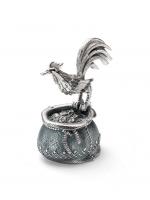 Статуэтка из серебра «Петух на мешке денег»