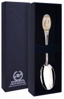 Серебряная ложка чайная с логотипом «С» и позолотой Серебряная ложка чайная с логотипом «С» и позолотой