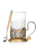 Подстаканник «Родные окна» из серебра с позолотой