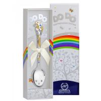 Детская серебряная ложка DODO «Единорог» с голубой эмалью и позолотой