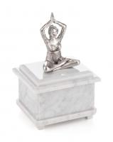 Шкатулка «Йога» серебро и мрамор