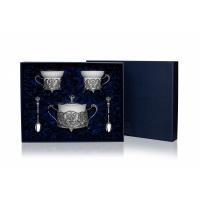 Набор чайная серебряная пара «Герб» с сахарницей Набор чайная серебряная пара «Герб» с сахарницей