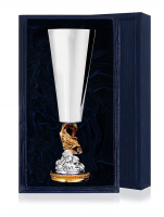 Серебряная рюмка «Золотая рыбка» с позолотой