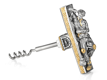 Штопор из серебра «Емеля» с позолотой