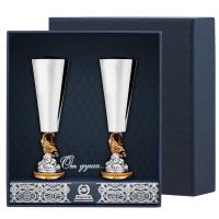 2 серебряные рюмки «Золотая рыбка» с позолотой 2 серебряные рюмки «Золотая рыбка» с позолотой