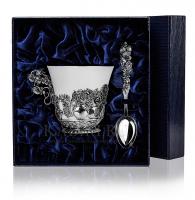 Чайная чашка «Натюрморт» с чернением с ложкой