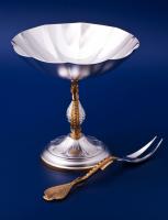 Серебряная лимонница «Морской конек» с вилкой