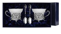 2 чашки чайные «Герб» с чернением с ложками