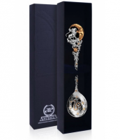 Ложка серебряная «Зодиак Лев» с позолотой