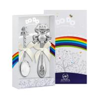 Набор для малышей DODO «Лягушка» ложка и погремушка серебро 925