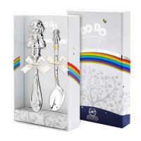 Набор для малышей DODO «Кукла» ложка и погремушка из серебра