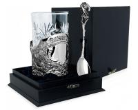 Серебряный подстаканник «Глухарь» с ложкой