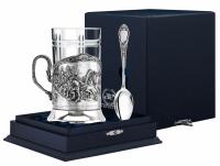 Подстаканник из серебра «Тройка» с ложкой Подстаканник из серебра «Тройка» с ложкой