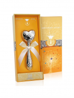 Погремушка из серебра «Сердце с цветами»