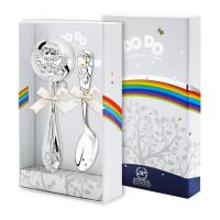 Набор для малышей DODO «Ангел» ложка и погремушка голубой Серебро 925