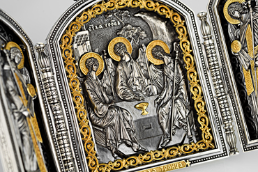 Серебряный складень парадный «Святая Троица» Серебряный складень парадный «Святая Троица»