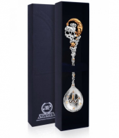 Ложка серебряная «Зодиак Овен» с позолотой