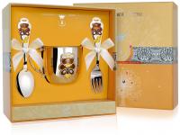 Набор из серебра «Мишка» кружка, ложка и вилка