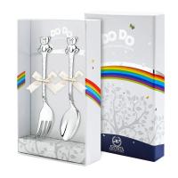 Серебряный детский тактильный набор «Медведь» ложка и вилка