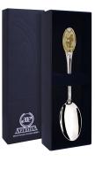 Чайная ложка из серебра с логотипом «Стрелец» с позолотой Чайная ложка из серебра с логотипом «Стрелец» с позолотой