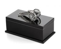 Шкатулка «Пушка» серебро и обсидиан