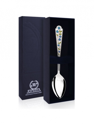 Чайная ложка серебряная «Лето-Василек» с эмалью