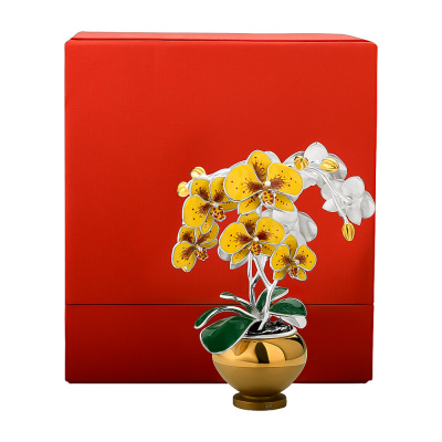 Сувенир «Орхидея» серебро и эмаль